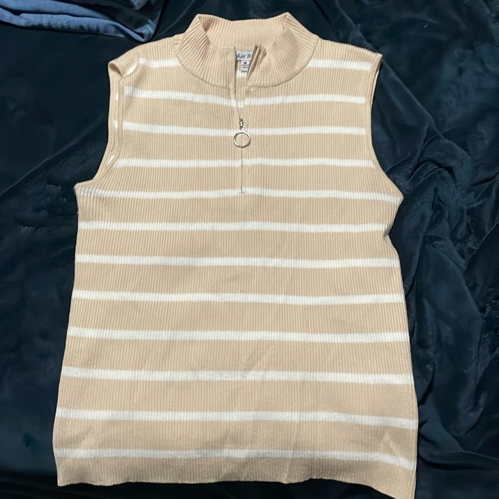 White Birch Sleeveless Zip Up Top